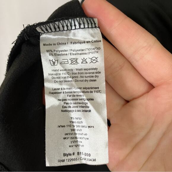 Anama | Black Draped Sleeve Top Gold Beaded Polyester Fancy Womens Medium - Picture 5 of 6